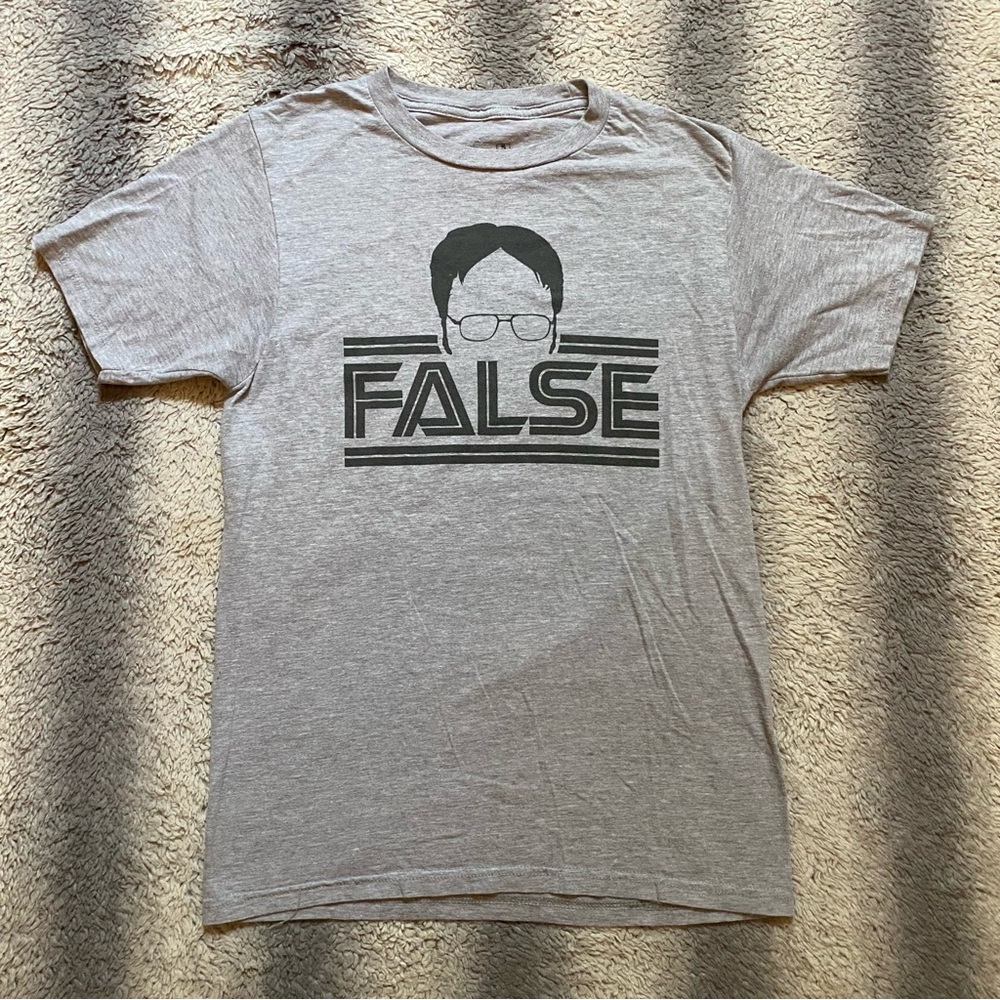 The Office Dwight Schrute False Tee Shirt Mens Small Grey Black T Shirt